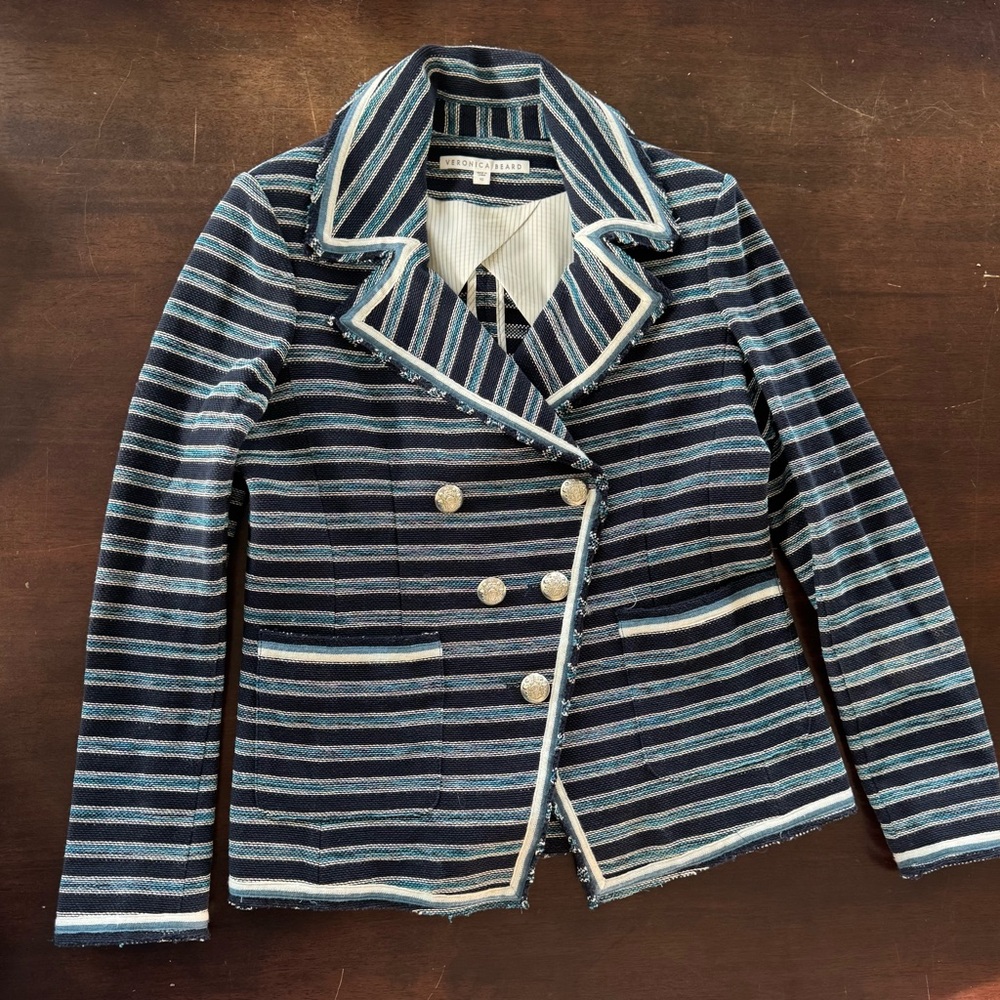 veronica beard carroll tweed double breasted blazer size 10